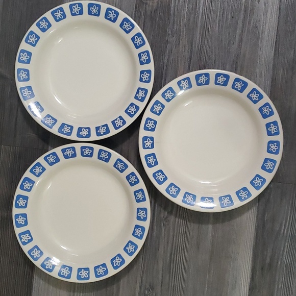 Mid century modern atomic blue flower made in Romania salad bowls set of 3 - Picture 1 of 9